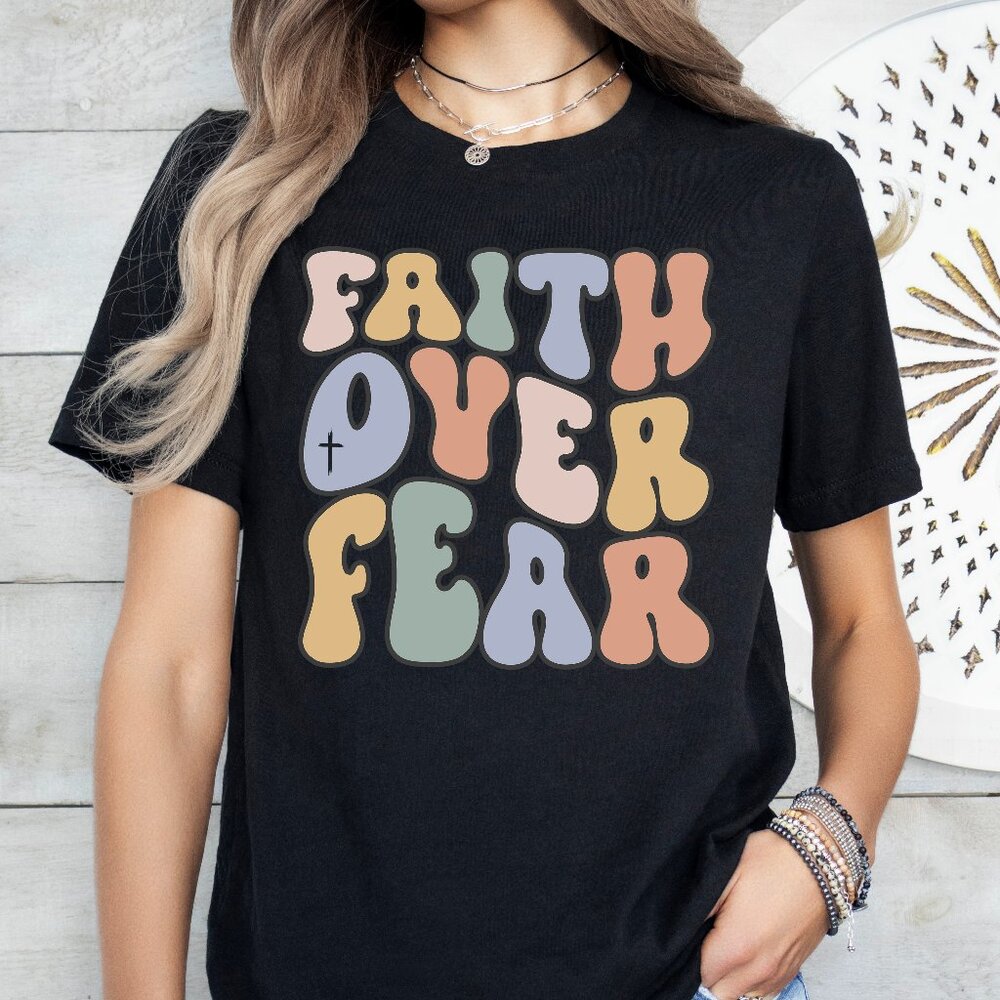 Faith Over Fear Retro Christian Jesus Shirt Unisex Handmade